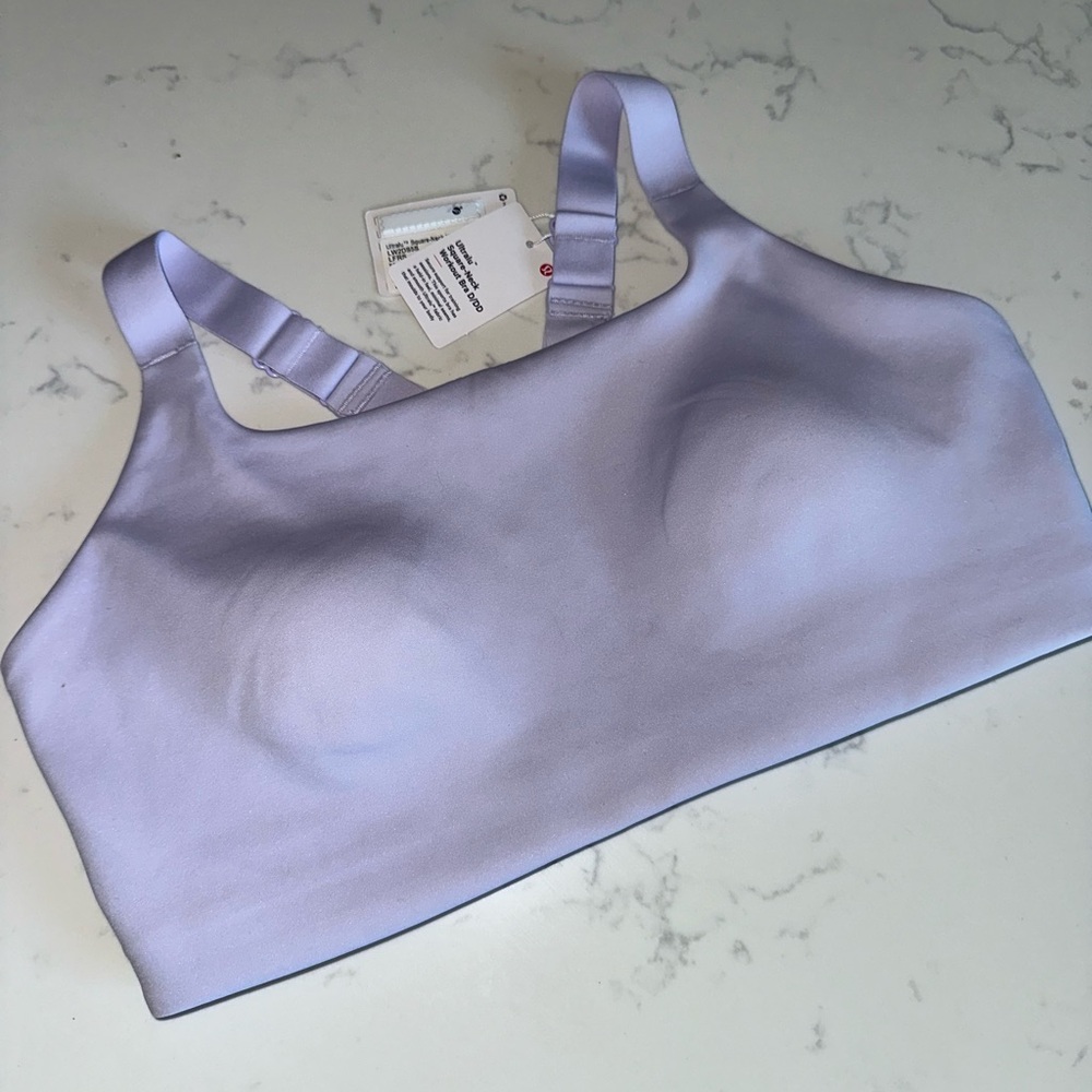 NWT Lululemon Ultralu Square Neck Workout Bra D/DD 10 Lavender Frost Sports Bra